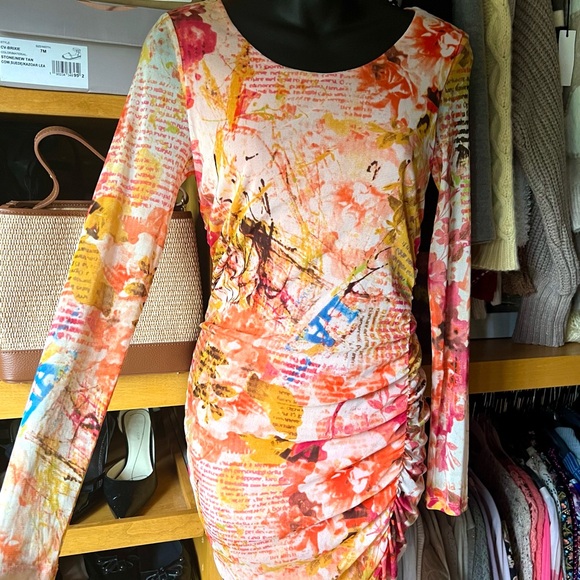 ⭐️BOGO FREE⭐️ YEST Mesh Lined Floral dress with Ruched sides Y2K Like New sz 6 - Picture 2 of 10